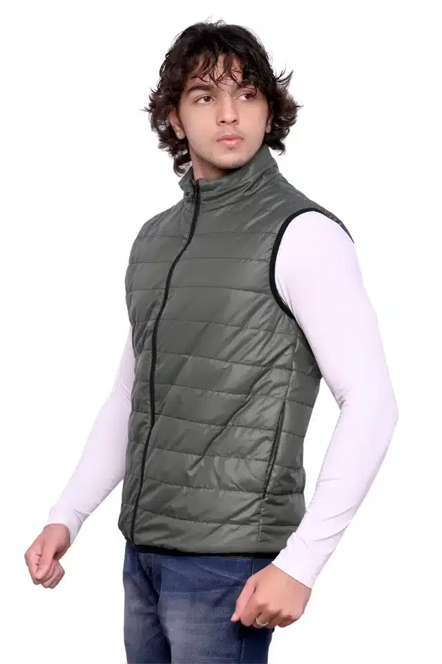 Fancy Half Sleeves Jacket for Men (Grey, M) (ALH-25)