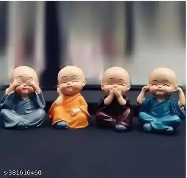 Resin Baby Monks Showpieces, Multicolor, Set of 4