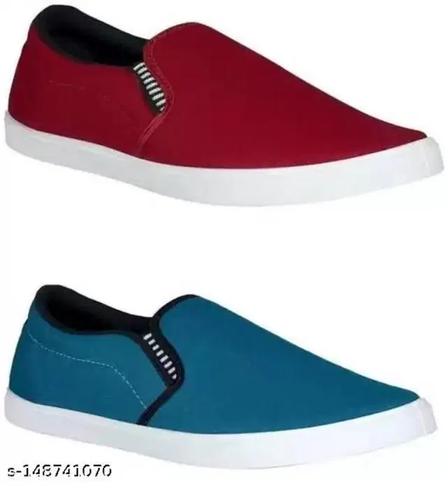 Loafers for Men, Pack of 2 (Maroon & Blue, 9)