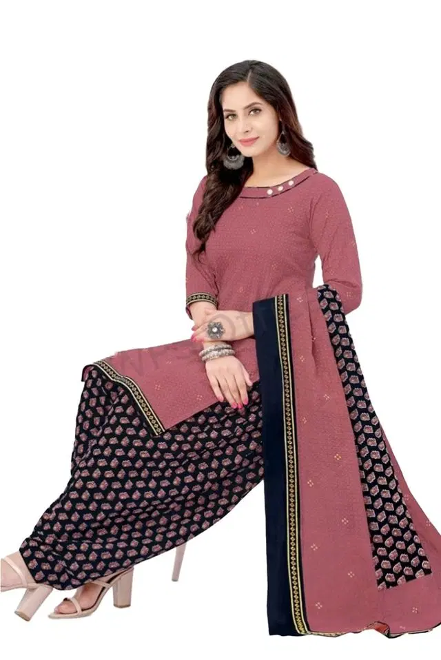 Yashika Unstitched Crepe Salwar Suit Material (Pink) (Y-265)