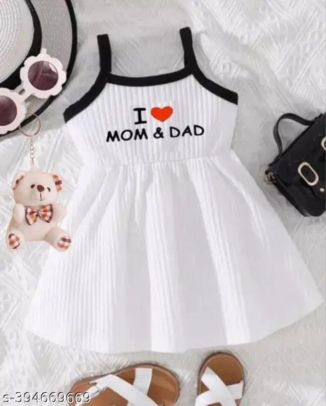 Crepe Frock for Girls (White, 18-24 Months)