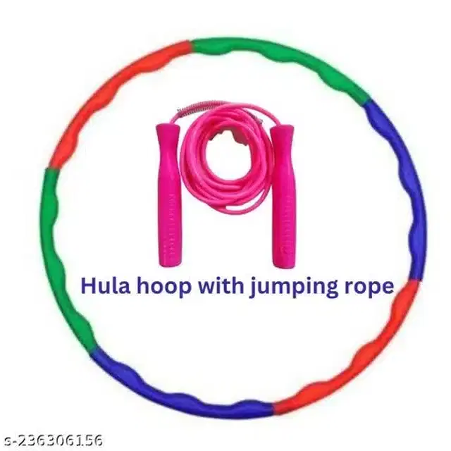 Hula Hoop with Skipping Rope, Multicolor, Set of 2