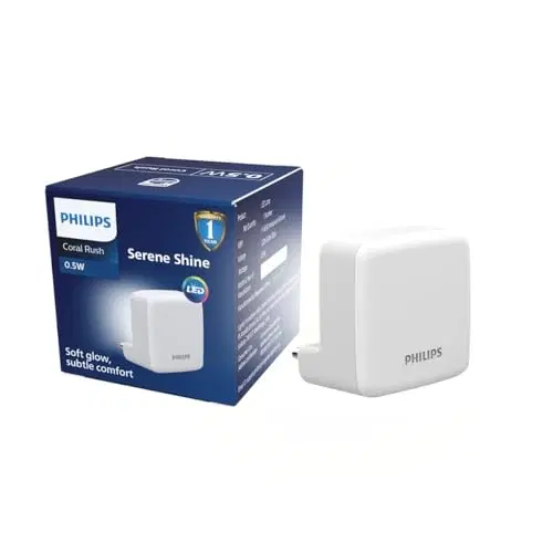 Philips Led SereneShine Plug-In Night Lamp 0.5w | Cool White Led Night Light | Soft Glare-Free Illumination | Energy Efficient | Ideal For Bedroom, Hallway & Kids Room | Pack Of 1