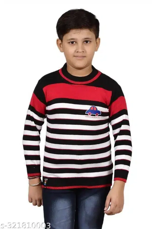 Woolen Full Sleeves Round Neck Sweater for Boys (Multicolor, 10-11 Years)