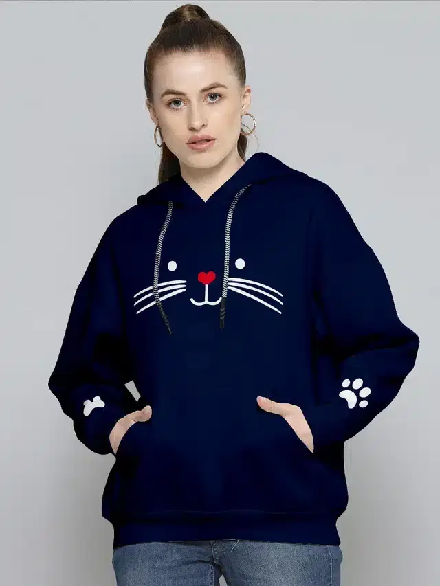 Hooded Sweatshirt for Girls (Blue, M)