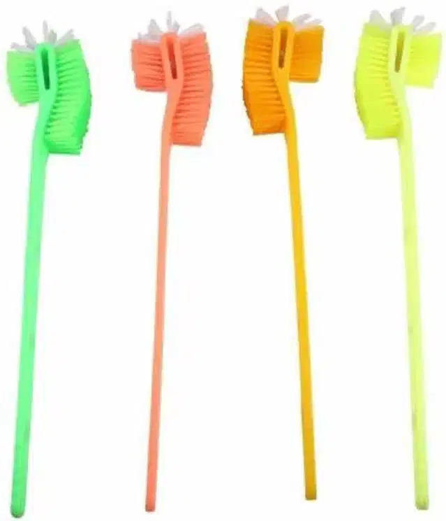 Plastic Long Handle Toilet Brush, Multicolor, Pack of 4