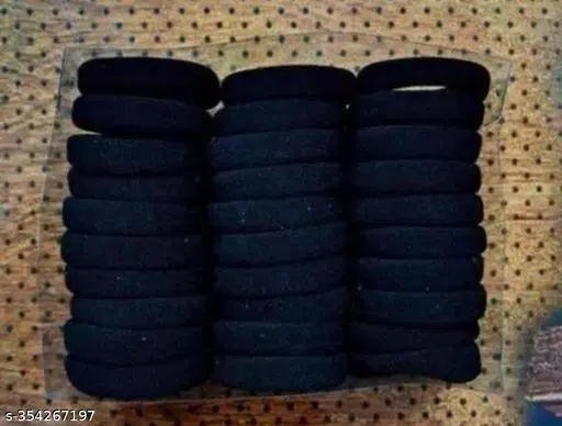 Cotton Hair Bands for Women, Pack of 30 (Black)