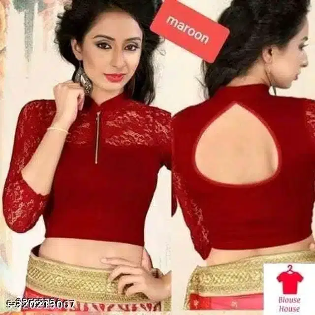 Three-Quarter Sleeves Blouse for Women (Maroon, 28)