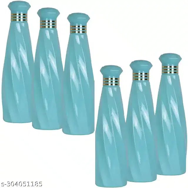 Plastic Water Bottles Set, Pack of 6, Blue, 1000 ml