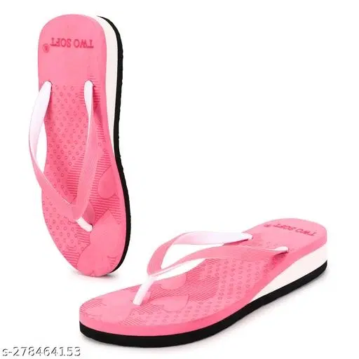 Twosoft Flip-flops for Women (Peach, 6)