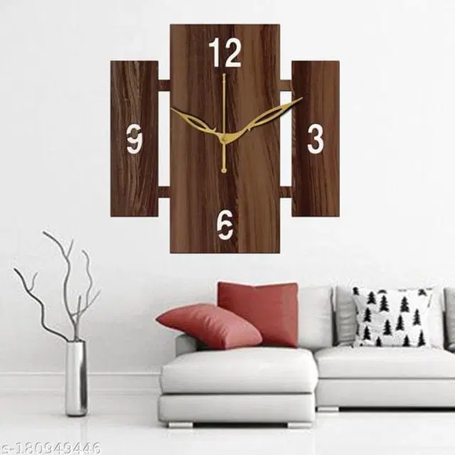 Wooden Wall Clock for Home, Brown