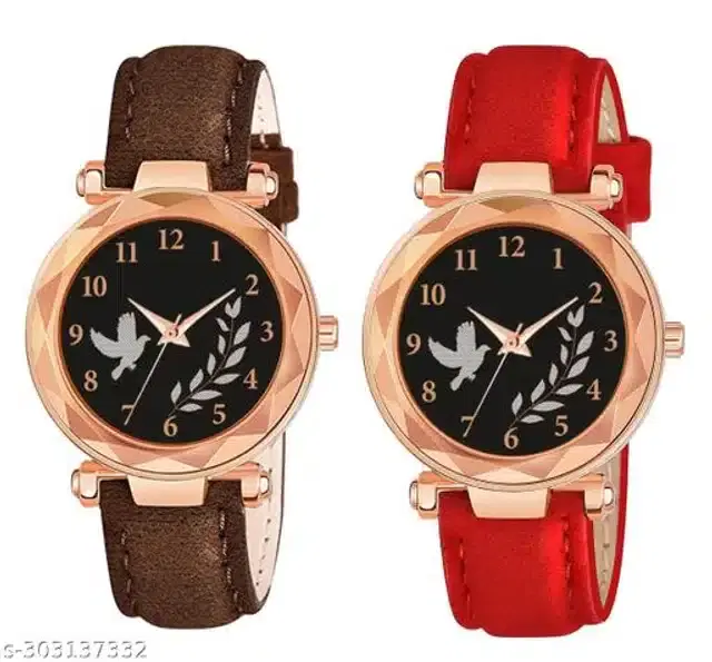 Analog Watch for Women, Pack of 2 (Multicolor)