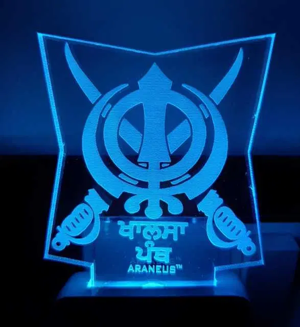 Unicept Punjabi Symbol 3D Illusion Extremely 7 Color Changing Night Lamp, Multicolor, NE-57