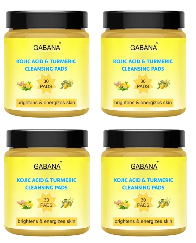 Gabana 30 Pcs Kojic Acid & Turmeric Cleansing Pads, Pack of 4