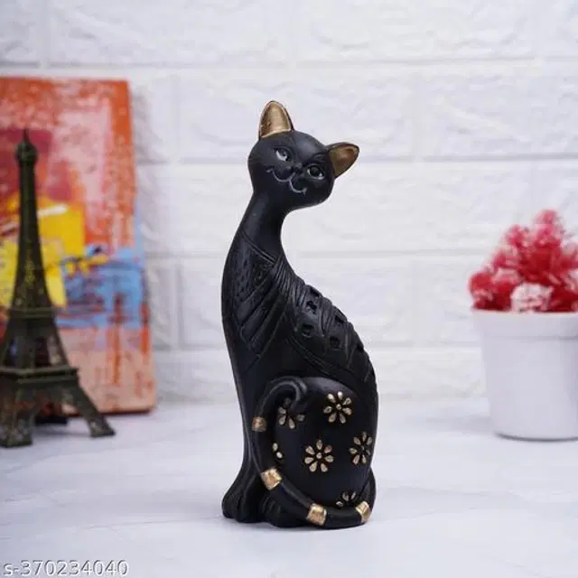 Resin Decorative Cat Showpiece, Black