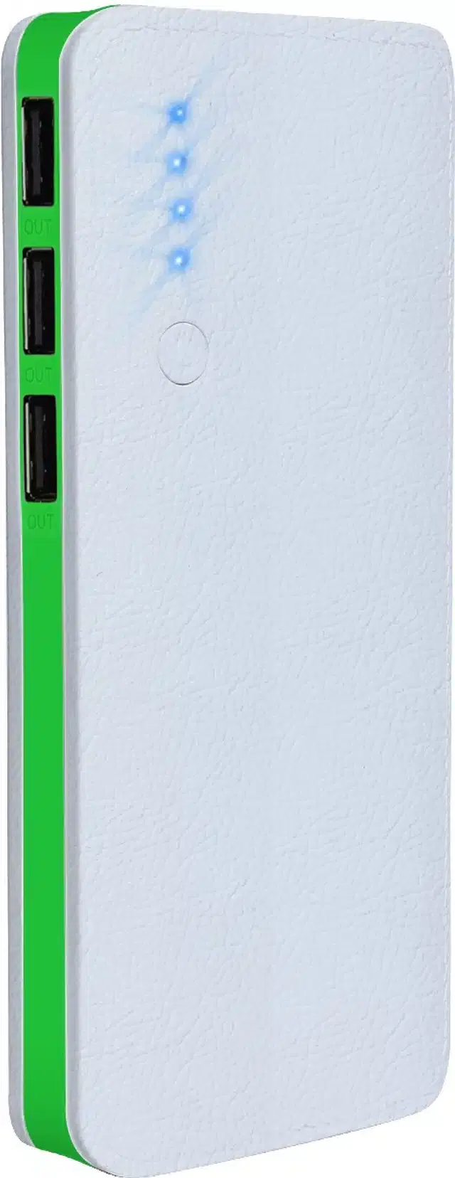 Portable Inbuilt Cables Power Bank, Green & White, 20000 mah