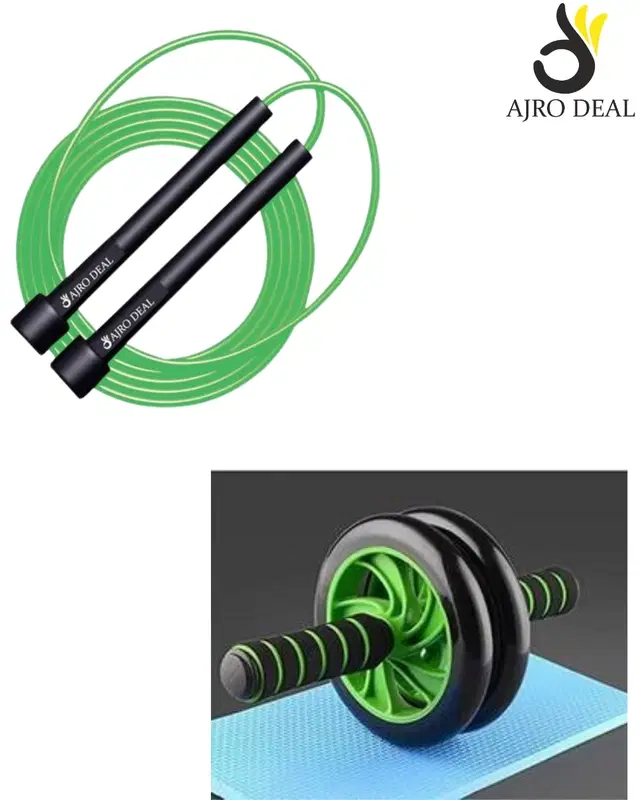 Ajro Deal Jump Rope & Ab Roller Core Workout Combo