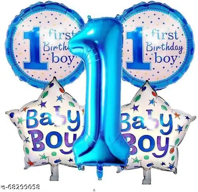 Birthday Party Decoration Kit, Blue & White, Set of 5