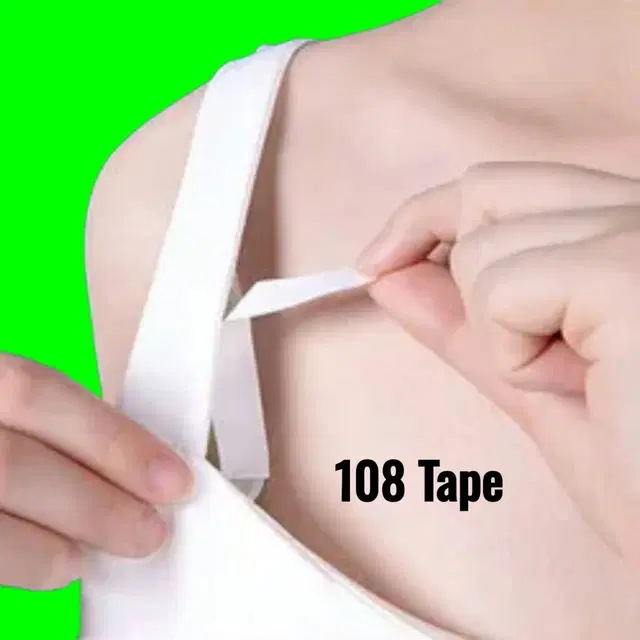 Acrylic Film Clothing 108 Double Sided Tape Strips, Transparent, Set of 1