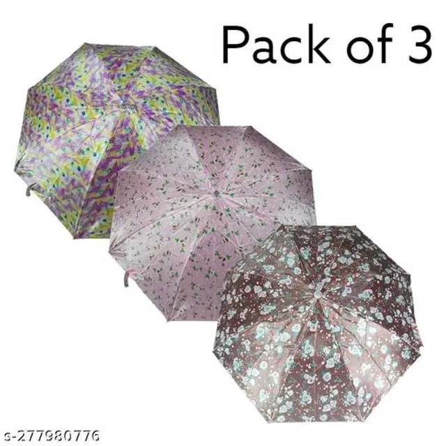 Polyester Foldable Umbrella, Assorted, Pack of 3