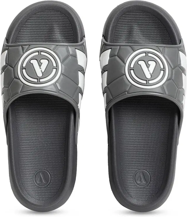 Aqualite Flipflops for Men (Grey, White, 6 UK/India)