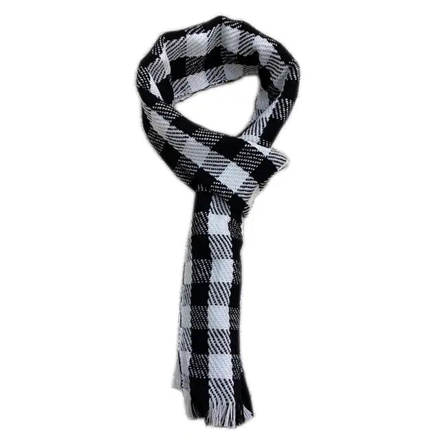 Woolen Checked Muffler for Men & Women (White & Black)