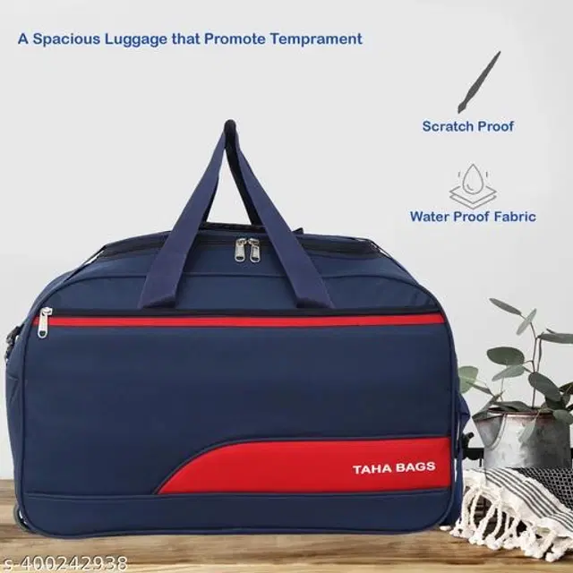 Polyester Duffel Bags, Navy Blue & Red