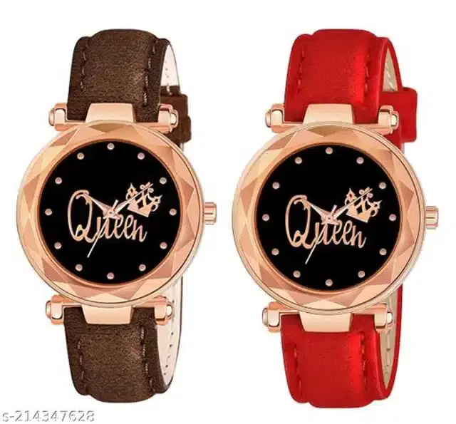 Analog Watch for Women, Pack of 2 (Multicolor)