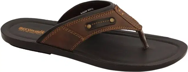 aerowalk Flip Flops for Men (Brown, 6)