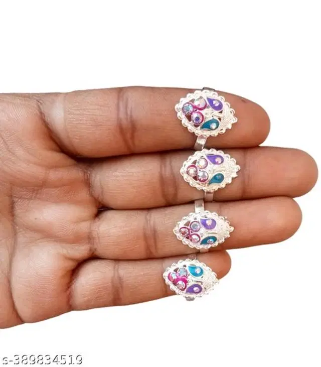 Alloy Toe Rings for Women, Set of 2 (Silver)