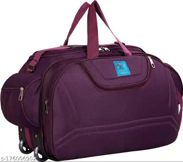 Polyester Trolley Duffel Bag for Men & Women, Purple