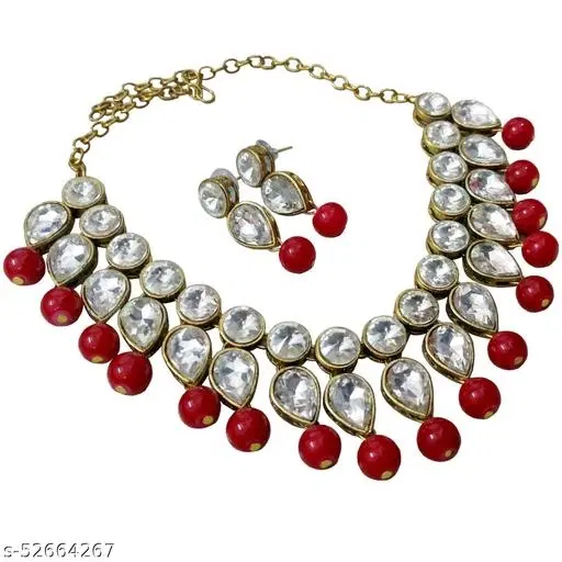 Elite Chunky Jewellery Set for Women & Girls, Red