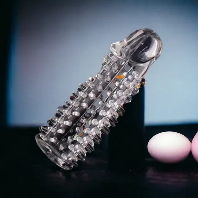 A R Silicone Crystal Dotted Condom for Men, Transparent