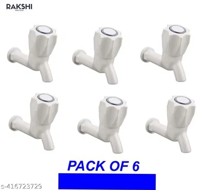 Plastic Bib Cock Tap, White, Pack of 6