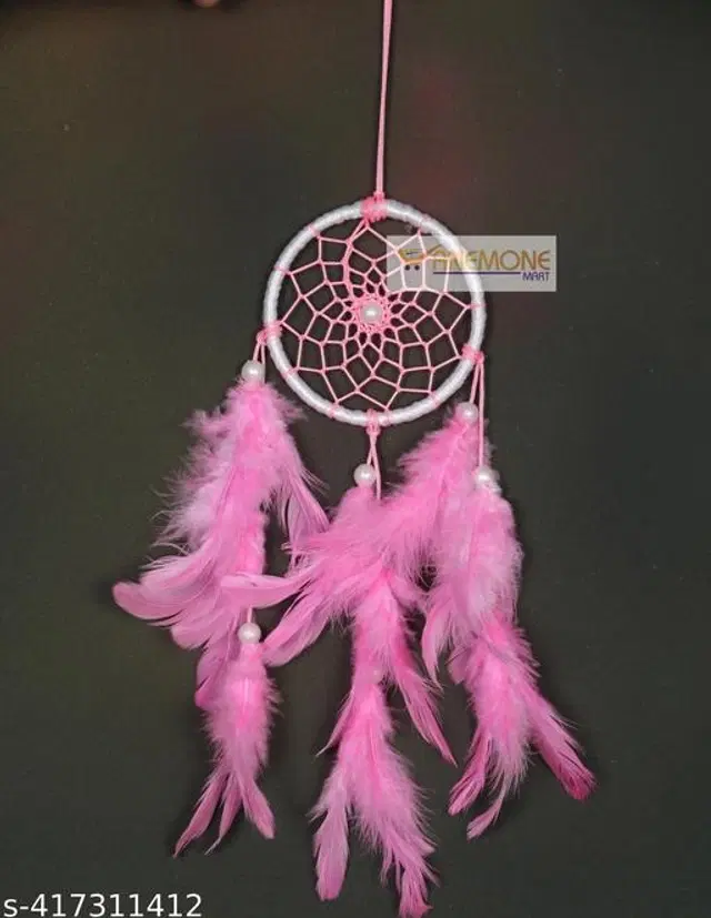 Feather Wall Hanging Dream Catcher, Pink