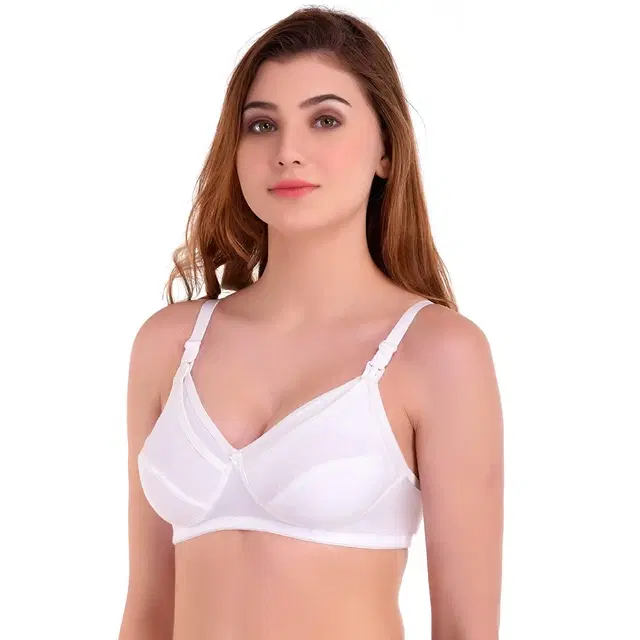 Cotton Blend Solid Non Padded Feeding Bra for Women (Multicolor, 40)