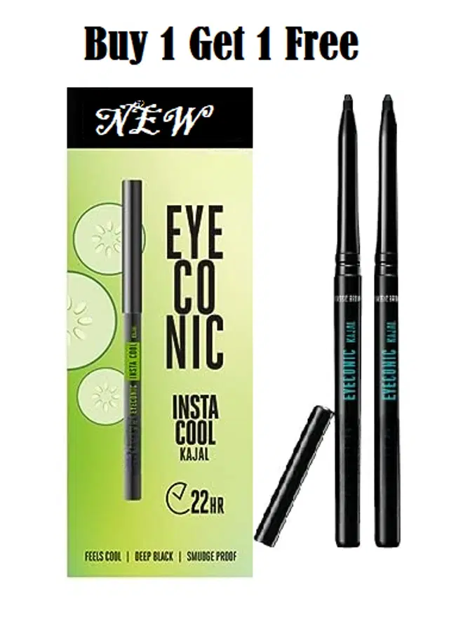 Eye Conic Insta Cool Kajal Pencil, Black, Pack of 2