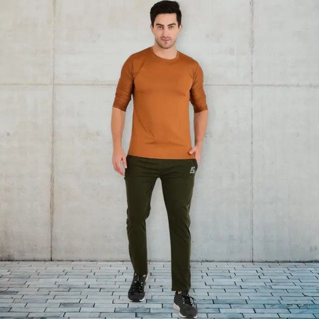 Lycra Nylon Logo Printed Track Pant for Men (Bottle Green, L)