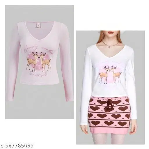 Cotton Blend Top for Women, White, Pack of 2 (XS)