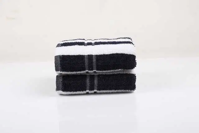 Brodees Cotton 380 GSM Hand Towel, Pack of 2, Black and White, RI-23