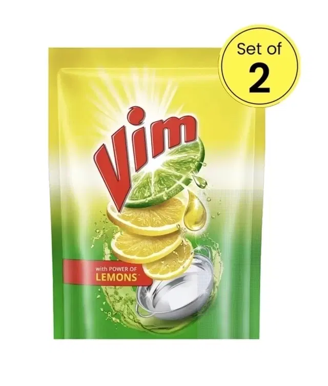 Vim Dishwash Liquid Gel - Lemon 2X115 ml (Pack of 2)