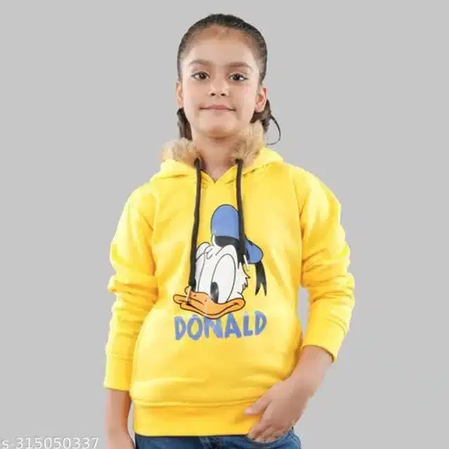 Full Sleeves Hoodies for Girls (Yellow, 3-4 Years)