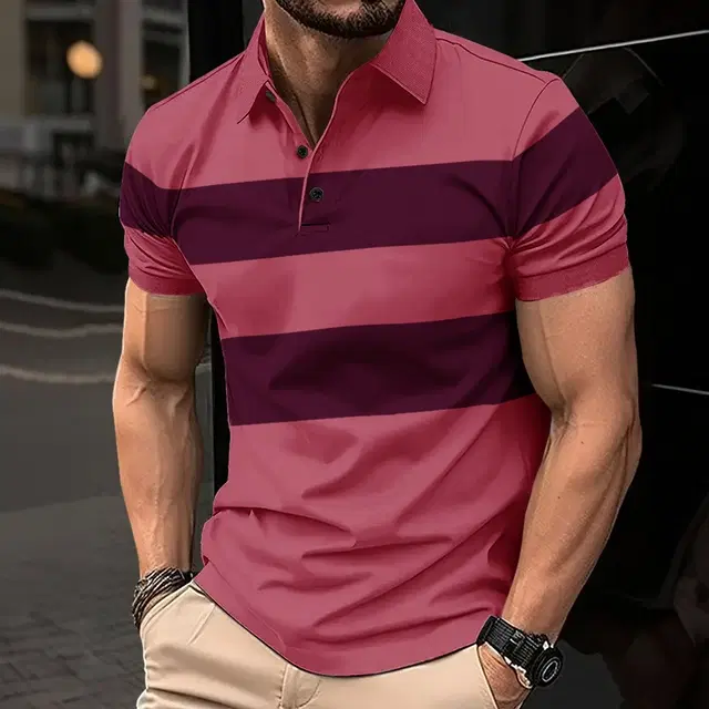 Polo T-shirt for Men (Pink, S)