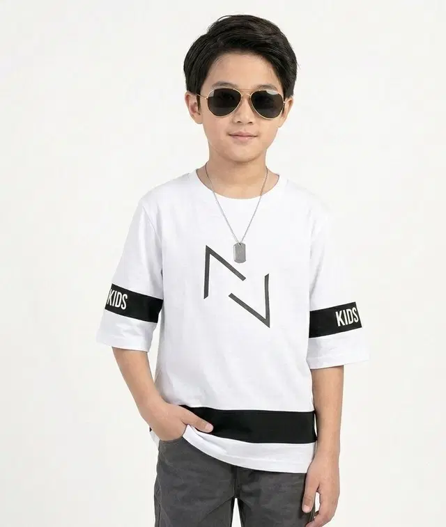 Cotton Blend Printed T-shirt for Boys, White (10-11 Years)