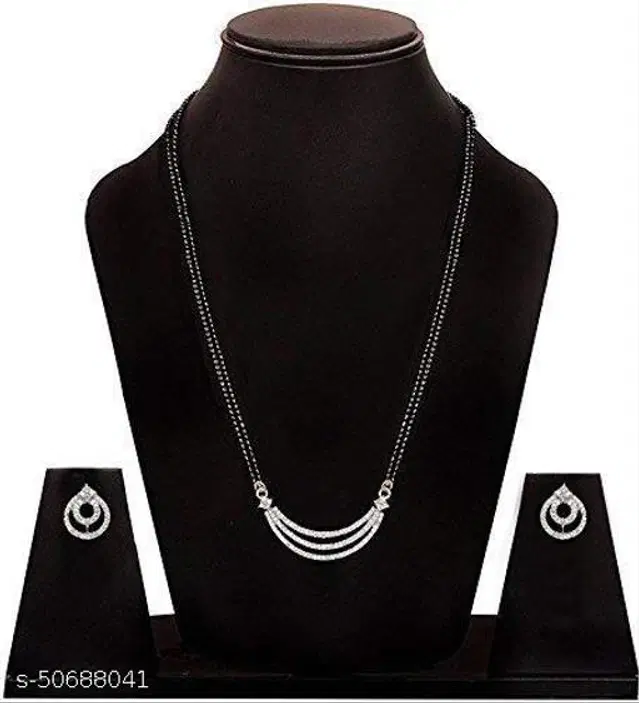 Alloy Mangalsutra with Earrings for Women, Set of 1 (Multicolor)
