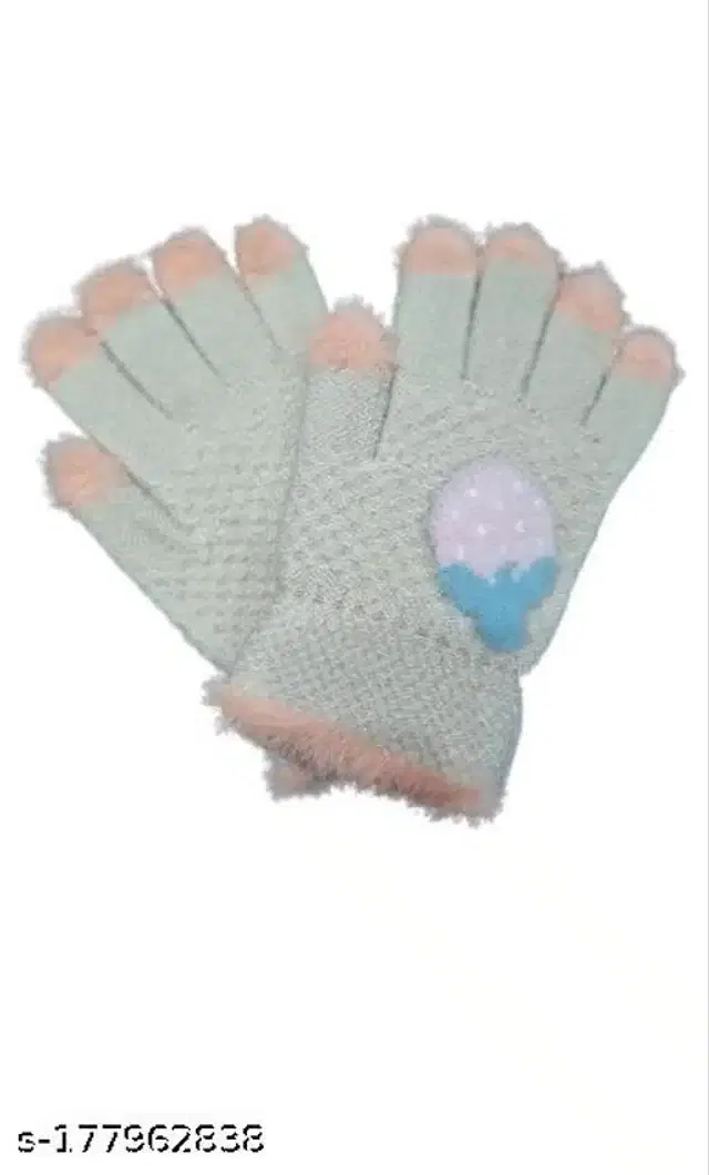 Woolen Winter Gloves for Kids (Sea Green, 3-6 Years)