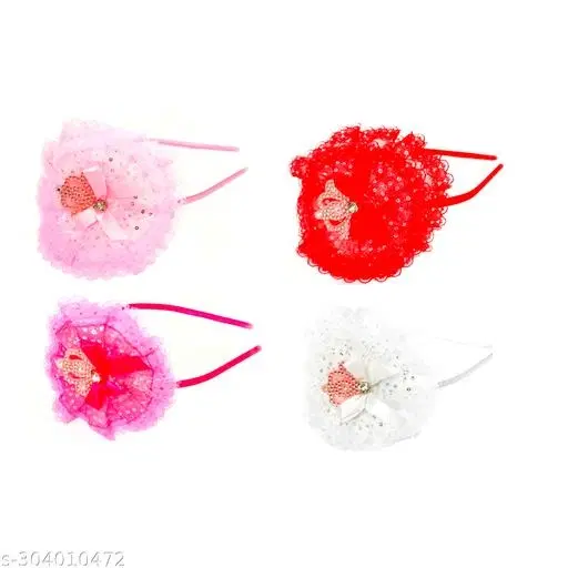 Myra Collection Hair Bands for Women, Pack of 4 (Red)