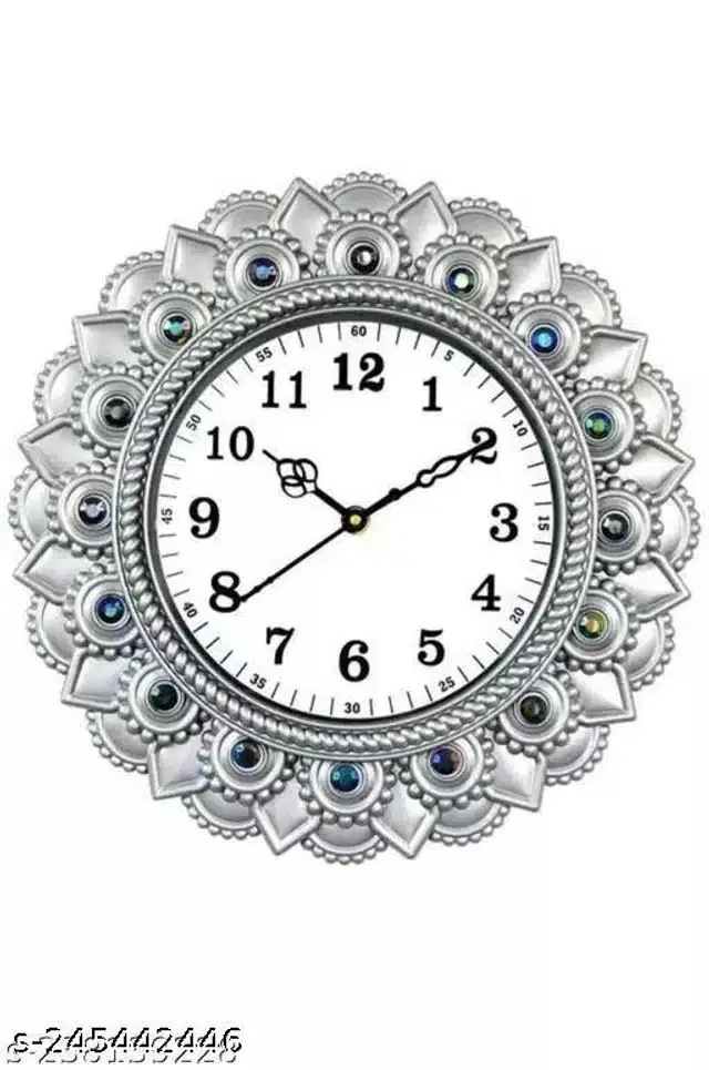 Designer Analog Wall Clock, Silver & White