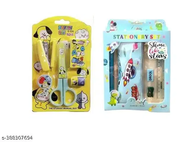 Combo of Stationery Kit for Kids, Yellow & Sky Blue, Set of 2