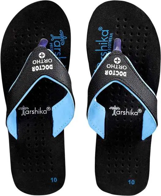 Women EVA Casual Flip Flops (Black & Blue, 6) (SD-734)